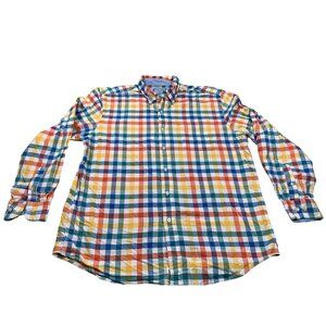 Saddlebred Mens XL Vintage Oxford Multicolor Plaid Button-Down Shirt